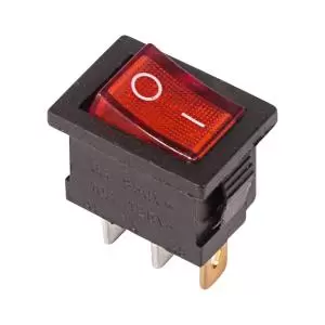 Выключатель клавишный 250V 6А (3с) ON-OFF красный с подсветкой Mini (RWB-206, SC-768) REXANT