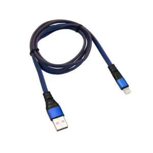 Кабель REXANT USB-Lightning 2.4 A, 1 м, синяя нейлоновая оплетка